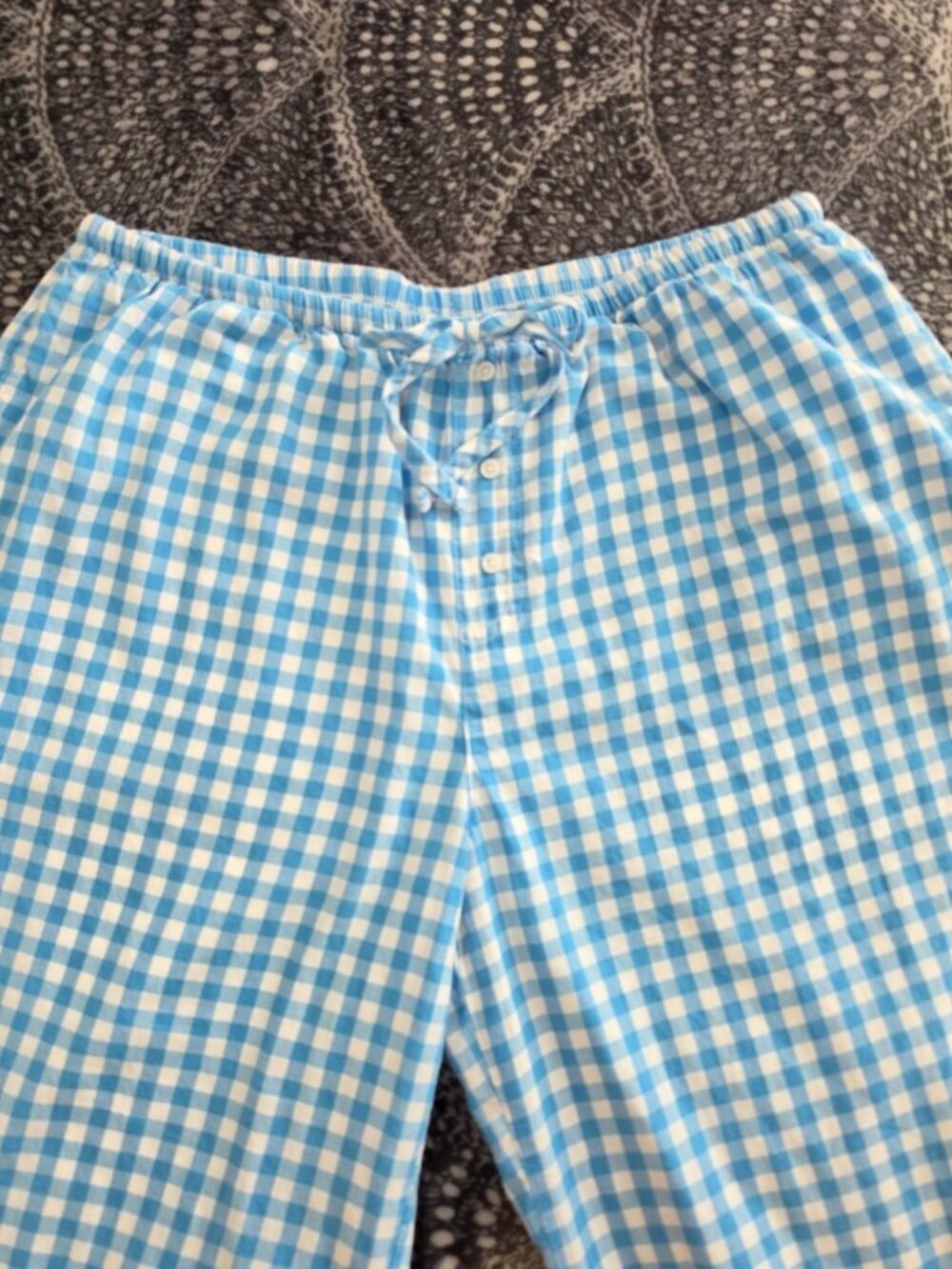 COLSIE Women's Blue/White Check  Woven Drawstring Pajama Pants M - Picture 7 of 10